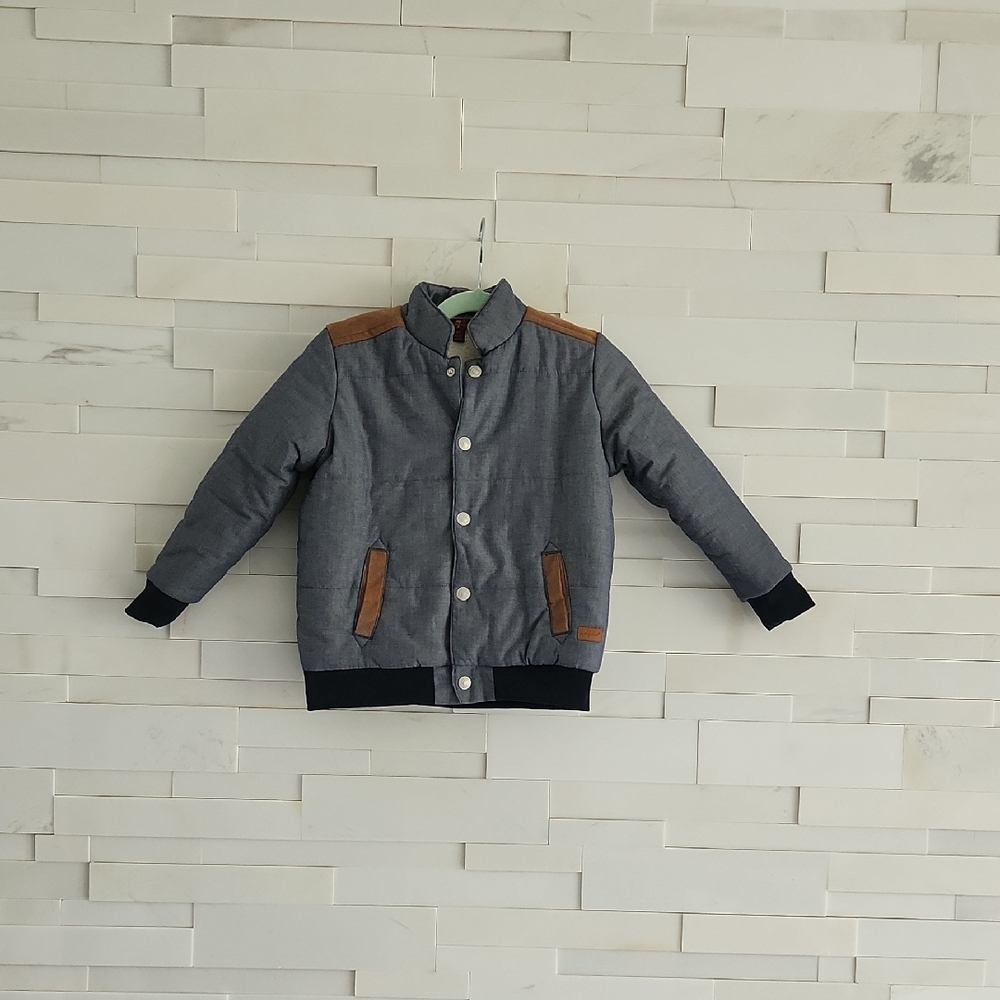 7 For All Mankind Gray and Brown Puffer Jacket